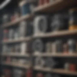 Different types of vent filters displayed on a shelf