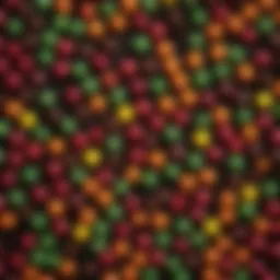 Vibrant Skittles array on a black background