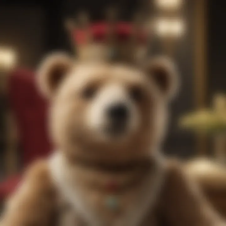 Vintage teddy bear with a crown