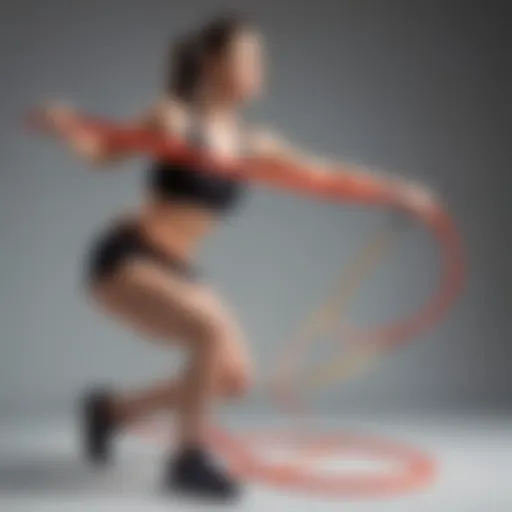 Conceptual illustration of waist slimming exercises with resistance bands