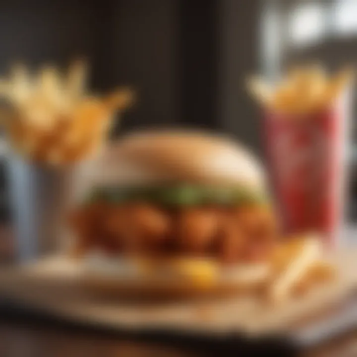 Crispy Chicken Sandwich on display with a side of fries