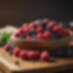 Fresh berries on a wooden cutting board