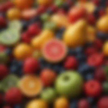 Colorful Fresh Fruit Selection Fresh fruits for reducing bloating