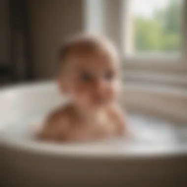 Gentle bath time with a newborn in a tub